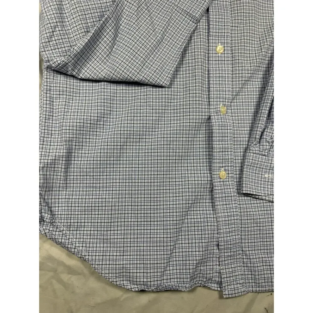 Ralph Lauren Youth XL 18-20 Blue Check Button Down Long Sleeve Shirt Cotton